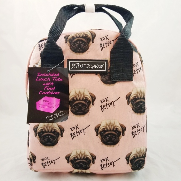 betsey johnson pug lunch bag